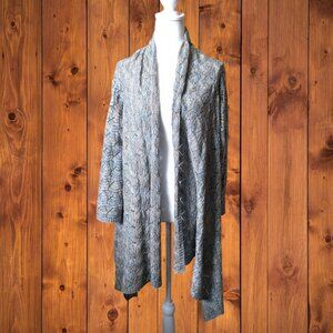 Chico's Size 2/Large Open Drape Front Asymmetric Knit Cardigan Sweater Cozy